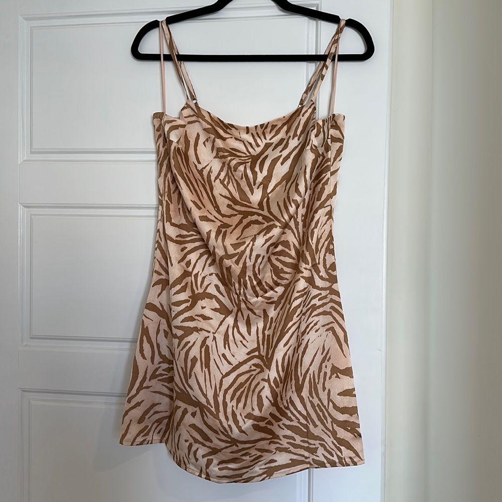 NWT - Vici satin zebra print mini slip dress